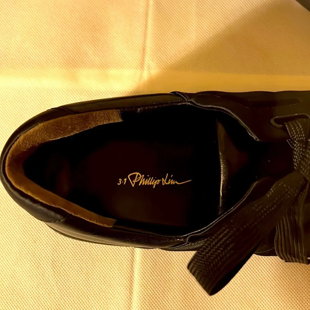 3.1 PHILLIP LIM. Black Sneakers. Leather and Satin. Size US-8, EU-39, NWOT